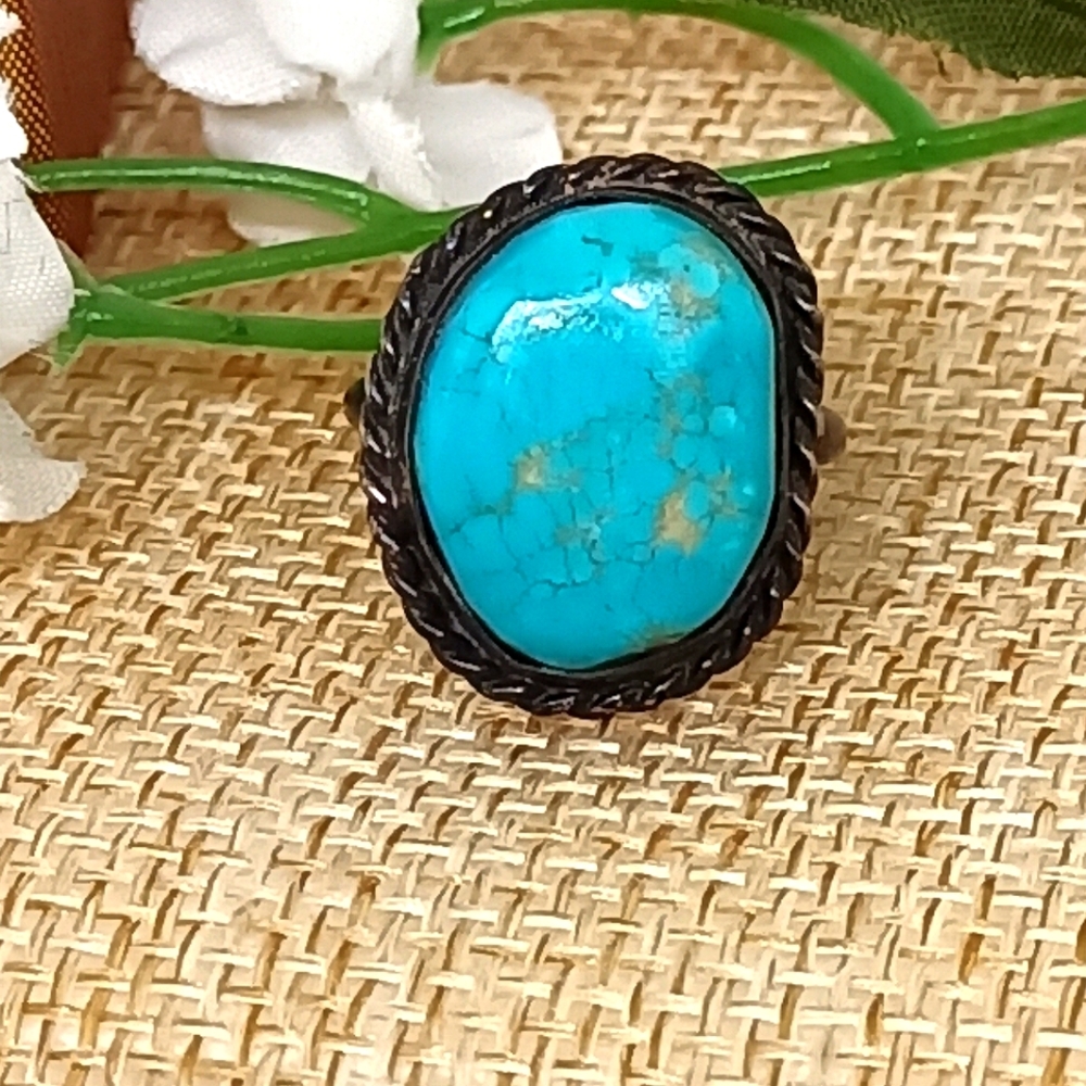 Size 6 vintage Navajo turquoise ring